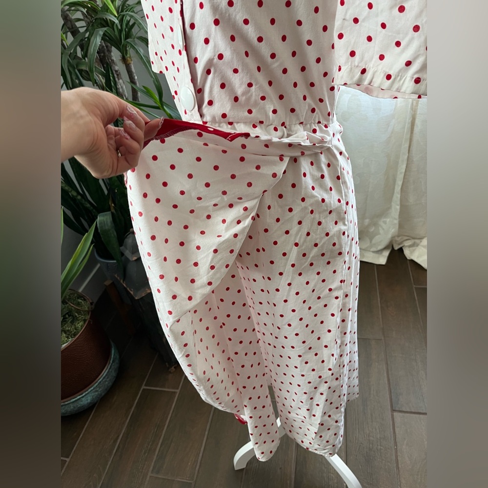 Vintage “I love Lucy” polka dot puff sleeve button up ruffle rockabilly pin up - Picture 7 of 12